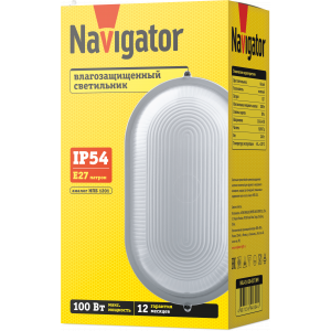 Светильник НПП-100w термостойкий овальный без решетки IP54 белый 14725
