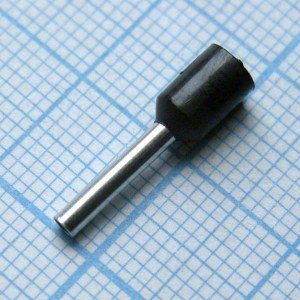 E1510PP Black, наконечник кабельный торцевой трубчатый с изоляцией, L=16.4/10мм, сеч. пров. 1.5мм2