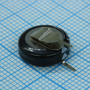 5R5D11F22V, Ионистор стандартный мини 5,5V, 0.33F, -20...+70°C, 9,7x4,5mm, вертикального исполнения
