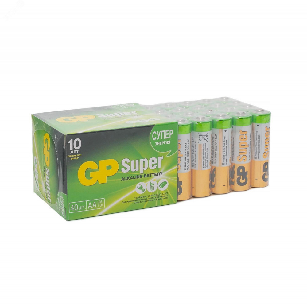 Изображение товара Алкалиновые батарейки GP Super Alkaline AA 15А 40 шт