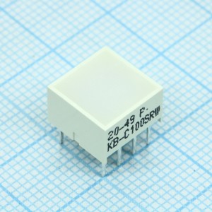 KB-C100SRW, Светодиодный модуль 1хLEDх8,89х8,89мм/красный/640нм/120-260мкд/белый матовый