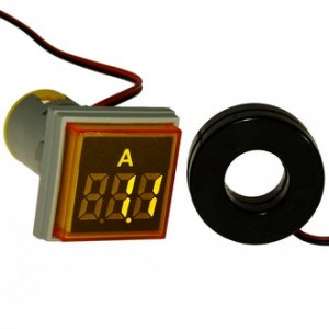 DMS-222, Цифровой LED амперметр AC 0-100А, AD16-22AMS, желтый, установка на панель в отв d=22мм