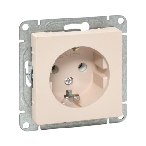 Механизм розетки, 16А, с заземлением, без шторок, кремовый Эпика EKF UP1-SOI-110