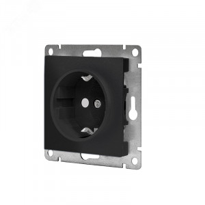Розетка одноместная UNIVersal серия Афина с/з, з/ш, с/у, 16А, 220В, графит (еврослот), механизм A0049-Gr