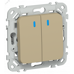 FLITE Выключатель 2-клавишный с индикацией 10А ВС12-1-1-ФлХ хаки IEK FI-V20-1-10-1-K59