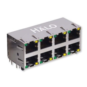HCJ24-804SK-L11, Модульные соединители / соединители Ethernet Shielded 2X4 Stacked RJ45 G/G LED