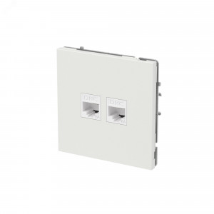 Компьютерная розетка RJ-45 без шторки, кат.6А двойная, KANT, белый песок 7010674