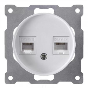 Розетка компьютерная 2-м СП Florence RJ45 кат.5E механизм бел. (1E20901300) 2172772
