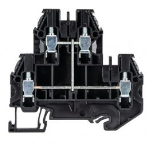 Этажная клемма WT 4 EVB, Этажная клемма, 2 этажа, межэтажное соединение, тип фиксации провода: винтовой, номинальное сечение: 4 мм кв., 32A, 800V, ширина: 6 мм, цвет: черный, тип монтажа: DIN35