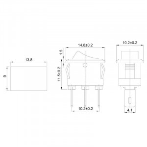 RWB-102 красный, Выключатель клавишный ON-ON (3c) 3А 250В