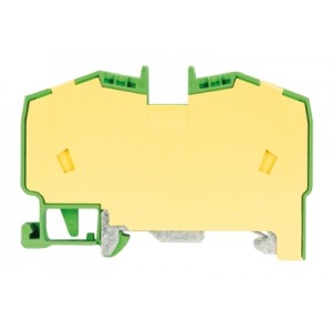 Заземляющая клемма WKF 10SL/35, Заземляющая клемма, тип фиксации провода: пружинный, номинальное сечение: 10 мм кв., 57A, 800V, ширина: 10 мм, цвет: желто-зеленый, тип монтажа: DIN35