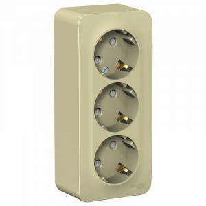 Розетка 3-м ОП Blanca 16А IP20 250В с заземл. защ. шторки с изолир. пластиной беж. SE BLNRA011317