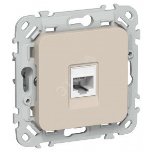 FLITE Розетка компьютерная RJ45 категория 5Е UTP РК5е-1-0-ФлЛ льняной IEK FI-K12-1-K88