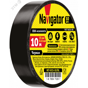 Изолента ПВХ черная 15мм 10м NIT-B15-10/BL 17627