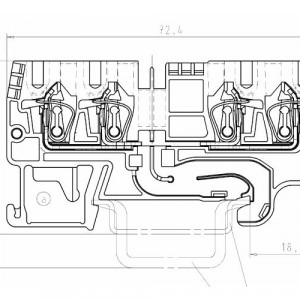Проходная клемма WKFN 2,5 D/D/35, Проходная клемма, 4 точки подключения, тип фиксации провода: пружинный, номинальное сечение: 2,5 мм кв., 24A, 800V, ширина: 5 мм, цвет: черный, тип монтажа: DIN35