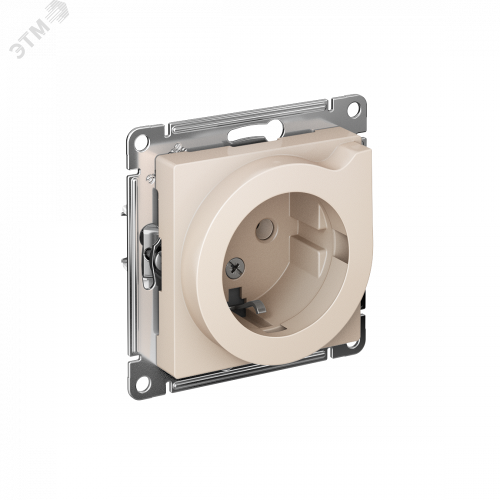 Изображение товара Розетка AtlasDesign 1-м СП IP20 заземлительная с шторками бежевый