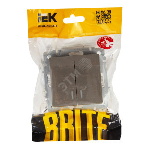 Выключатель 2-кл. СП BRITE ВС10-2-1-БрС 10А с инд. сталь BR-V20-1-10-K46