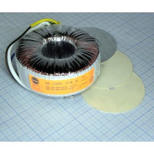 58-0200-018-S, Тороидальный трансформатор 200ВА 230В 18В 11,111A (115x49мм)