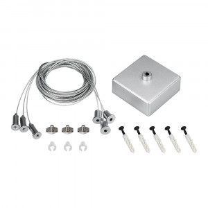 Подвес S2-LINE-3x4m Long Set (Silver Box, Pad 15x2mm) 023417, Длинный 4м подвес для профилей S2-LINE 4067, 5470, 7977, 10570 (для профиля 2-2.5 м). В комплекте: трос 4м-3шт, винт с площадкой 15мм-2шт, накладная чашка (серебро)-1шт. Максимальная нагрузка на 1 тросик 17,5 кг. Цена за 1 комплект.