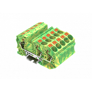 Заземляющая клемма TP16-3-PE, Заземляющая клемма, 3 точки подключения, тип фиксации провода: Push-in, номинальное сечение: 16 мм кв., ширина: 12,2 мм, цвет: желто-зеленый, тип монтажа: DIN35