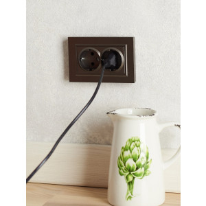 Розетка 2-м СП BRITE РС12-3-БрТБ 16А в сборе с заземл. без защ. шторок бронза BR-R21-16-K45-F