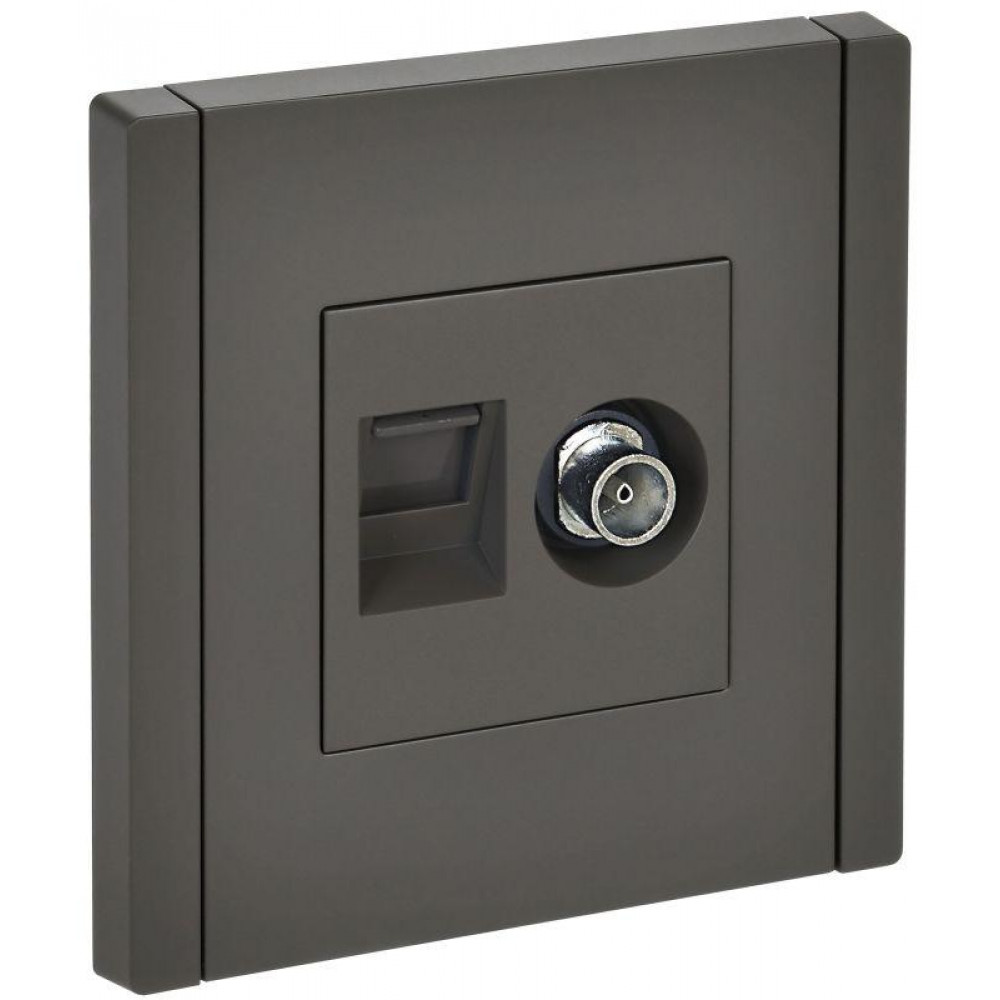 Изображение товара Двойная розетка TV+RJ45 FP336 IEK серый - монтаж в скрытую установку