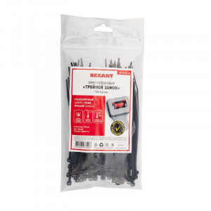 Хомут кабельный 3.6х150 тройной замок нейл. черн. (уп.100шт) 67-0151-4