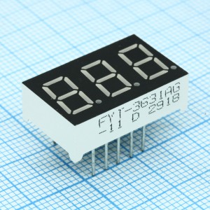 FYT-3631AG-11, 3-х разрядный индикатор 9,2мм/зеленый/570нм/14-18мкд/ОК