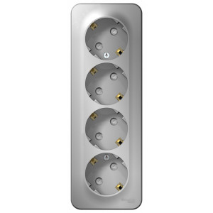 Розетка 4-м ОП Blanca 16А IP20 250В с заземл. защ. шторки с изолир. пластиной алюм. SE BLNRA011413