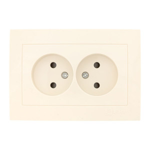 Валенсия розетка 2-местная б/з 10А кремовая с защ. штор. PROxima EWR10-102-20