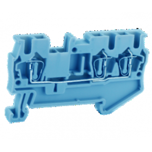 Проходная клемма UJ5-4/1X2(BU), Проходная клемма, 3 точки подключения, тип фиксации провода: пружинный, номинальное сечение: 4 мм кв., 40A, 800V, ширина: 6,2 мм, цвет: синий, тип монтажа: DIN35
