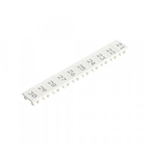 Маркировка для клемм (полоска) 9705A/8/10 B 21- 30, Маркировочные шильдики, для клемм сечением 6 мм.кв., боковая / верхняя, 10 шильдиков, нанесенные символы: 21...30, с горизонтальным расположением, размер шильдика: 5,75 x 8,3 мм, цвет: белый