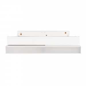 Светильник MAG-ORIENT-FLAT-FOLD-S230-12W Warm3000 (WH, 80 deg, 48V) 035859(1), Светильник для магнитных треков MAG-ORIENT шириной 26 мм. Мощность 12 Вт, св. поток 750 лм, 60 лм/Вт, теплый 3000 K, CRI>90, угол 80°, напряжение питания 48 В. Белый прямоугольный корпус из металл, экран поликарбонат, степень защиты IP20. Размер: длина 23