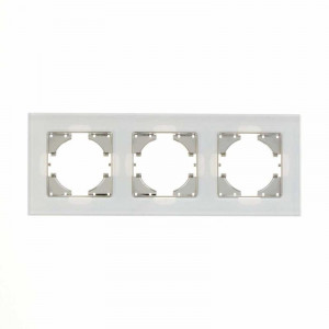 Рамка 3-местная стекло бел. С1130-030