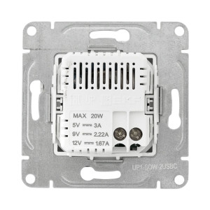 Механизм розетки USB-C - 2шт, белый Эпика EKF UP1-SOW-2USBC