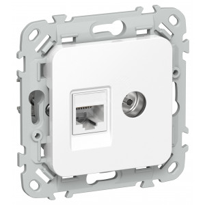 FLITE Розетка 2-местная RJ45/TV категория 5Е UTP РКТВ5е-2-0-ФлБ белый IEK FI-AK22-1-K01