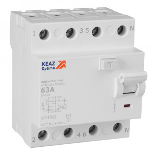 Выключатель дифференциального тока (УЗО) без защиты от сверхтоков 4П 63А 300мА AС 4,5кА OptiDin DM63-4463-AC-4,5-УХЛ4 343905