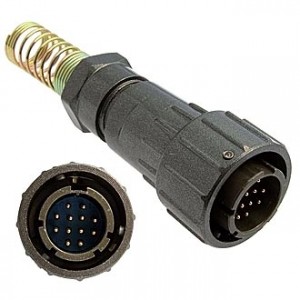 FQ18-12PIN TJ-10, Кабельная вилка, 12 контактов, пружиный хвостовик под кабель 10мм