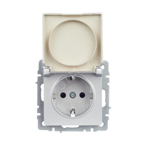 Розетка BRITE РСбш10-3-БрА 16А IP20 с заземл. защ. шторки с крышкой алюм. BR-R16-16-K47