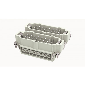 Вилочная контактная вставка DE-032-M, Вилочная контактная вставка, винтовая фиксация, 32 полюса + PE, типоразмер 32B, 500V, 16A, сечение обслуживаемых проводников 0,75-2,5 мм кв, тип покрытия контактов: серебро