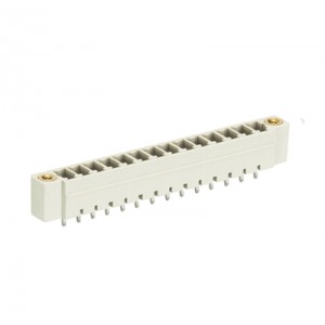 Вилка Wiecon 8813 S / 14 GF, Вилочный разъем, вертикальный, на плату, шаг: 3.81 мм, 14 полюсов, фиксация на плате пайкой, исполнение: без маркировки, с монтажными фланцами, 250V, 8А, цвет: серый