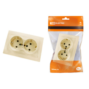 Розетка двойная 2П+З 16А 250В сл. кость "Таймыр" SQ1814-0114