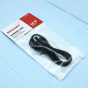 Шнур USB штекер - DC разъем, 2,1х5,5мм  DC штекер,1,5 метра,черный