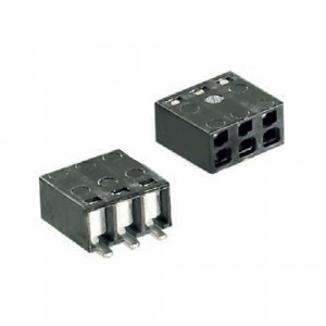Клемма 7060/3 SMD 25.400.3310.1, Клемма SMD горизонтальный подвод кабеля, на плату, шаг: 2.5 мм, 4 полюса, фиксация провода Push-in, исполнение: без маркировки, 320V, 9A, цвет: черный