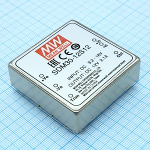 SDM30-12S12, Преобразователь DC/DC, 25.2Вт, вход 9.2…18В, выход 12В/0…2.1А, изоляция 1000В DC, 50.8х50.8х16мм, -25…+85°С