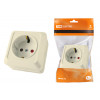 Розетка 2П+З открытой установки с з/ш IP20 16А, слоновая кость 