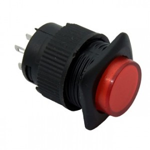 R16-504AD-R LOCK, Кнопочный переключатель с фиксацией, красная LED подсветка