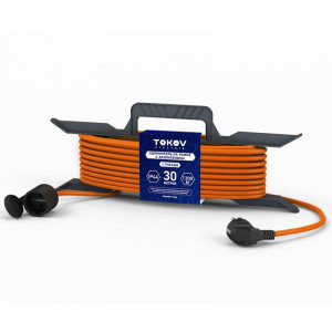 Удлинитель-шнур на рамке 1х30м с заземл. 6А IP44 3х0.75 с защ. крышкой TKE-SR30-075-Z