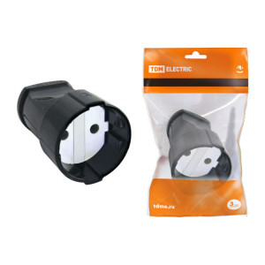 Кабельная розетка 2П б/з 10А 250B черная SQ1806-0130