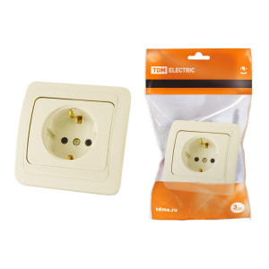 Розетка 2П+З 16А сл. кость "Валдай" SQ1804-0108